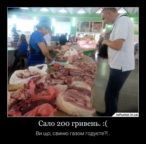 Сало 200 гривень. :(
Ви що, свиню газом годуєте?!..