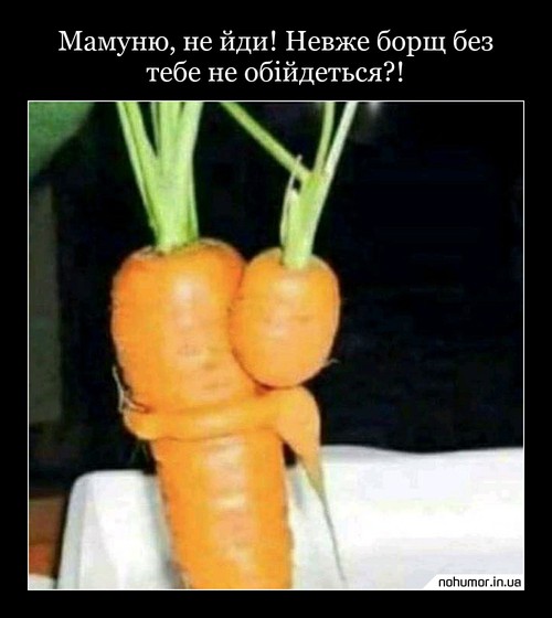 Мамуню, не йди! Невже борщ без тебе не обійдеться?!